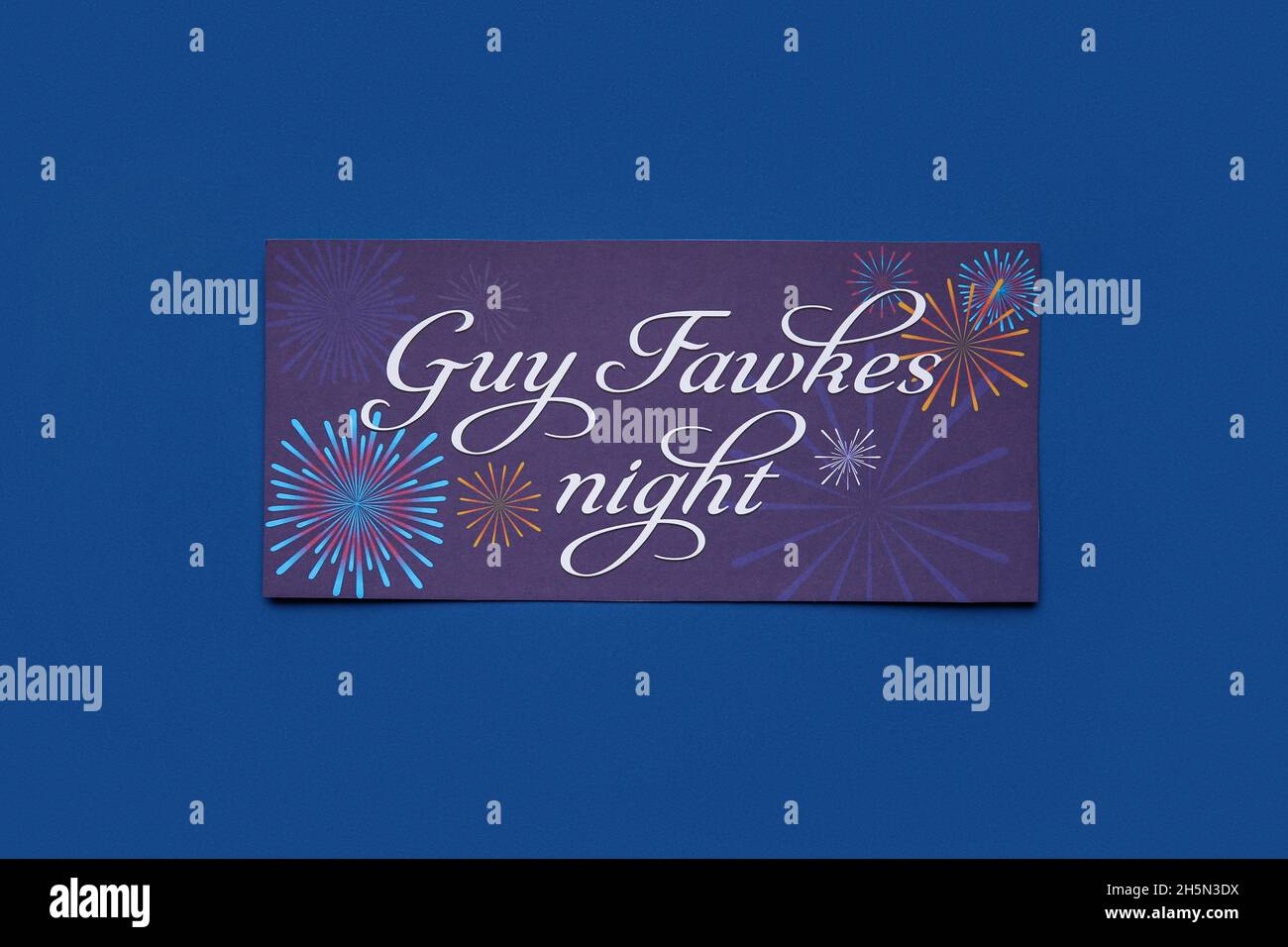 Greeting card for Guy Fawkes night on color background Stock Photo - Alamy