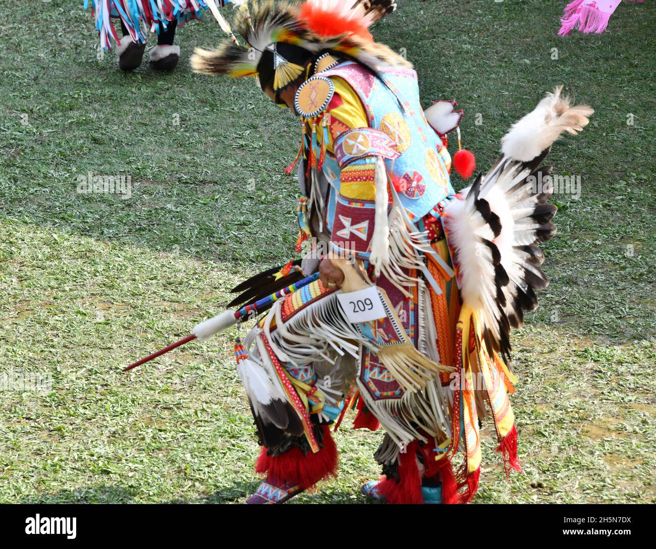 Indeginous dancers at the Pow wow on Mt. McKay in Thunder Bay, Ontario, Canada, on Sept. 24th, 2021 for the National Day of 'truth and reconciliation. Stock Photo