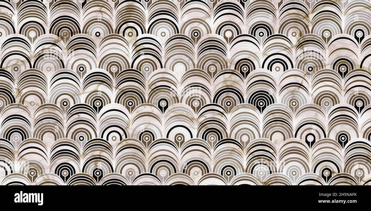 Geometric pattern luxury gray background with circle overlapping and marble texture Stock Vector