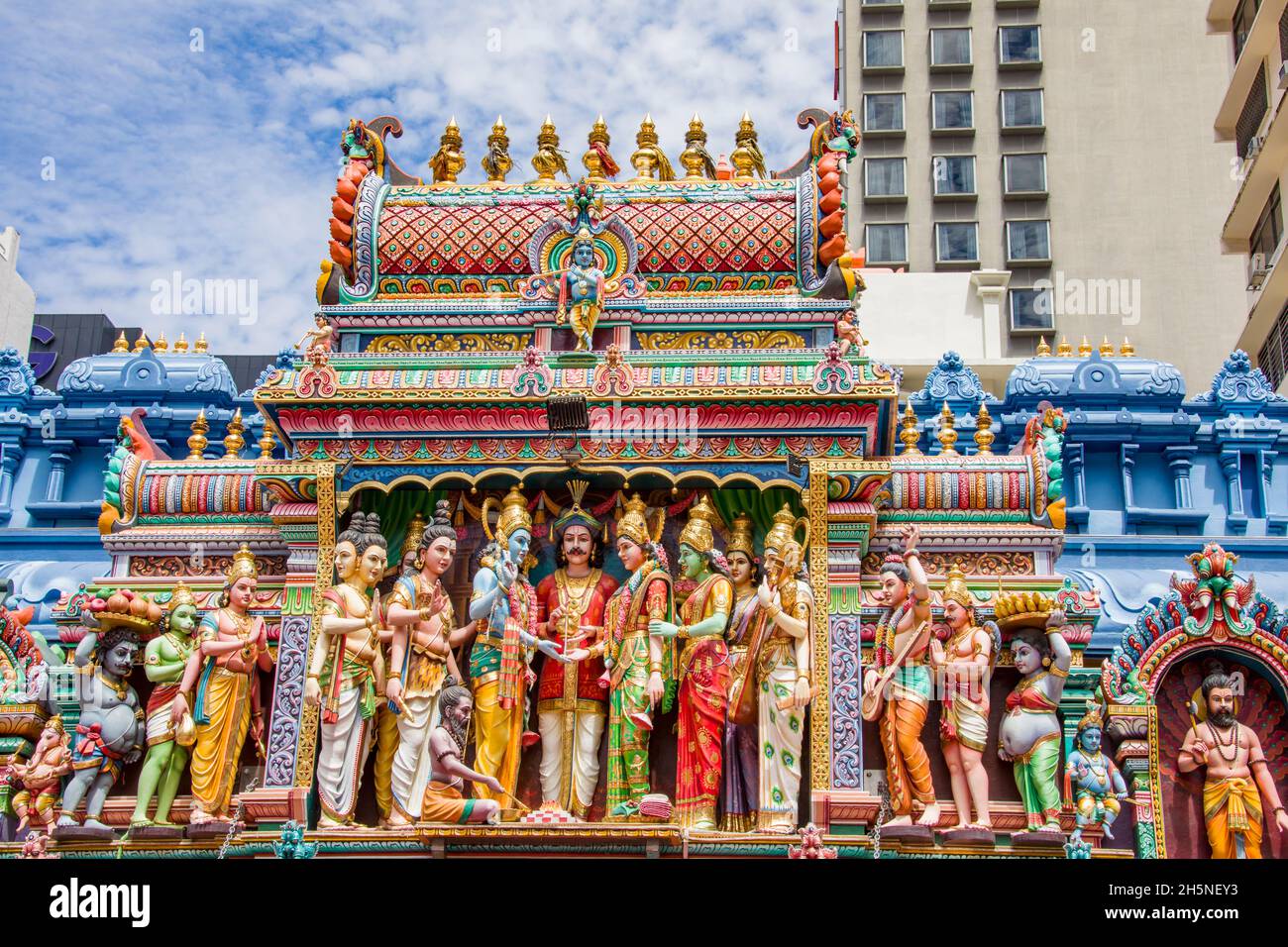 hindu gods statue from gopuram of Sri Krishnan Temple. It is a Hindu