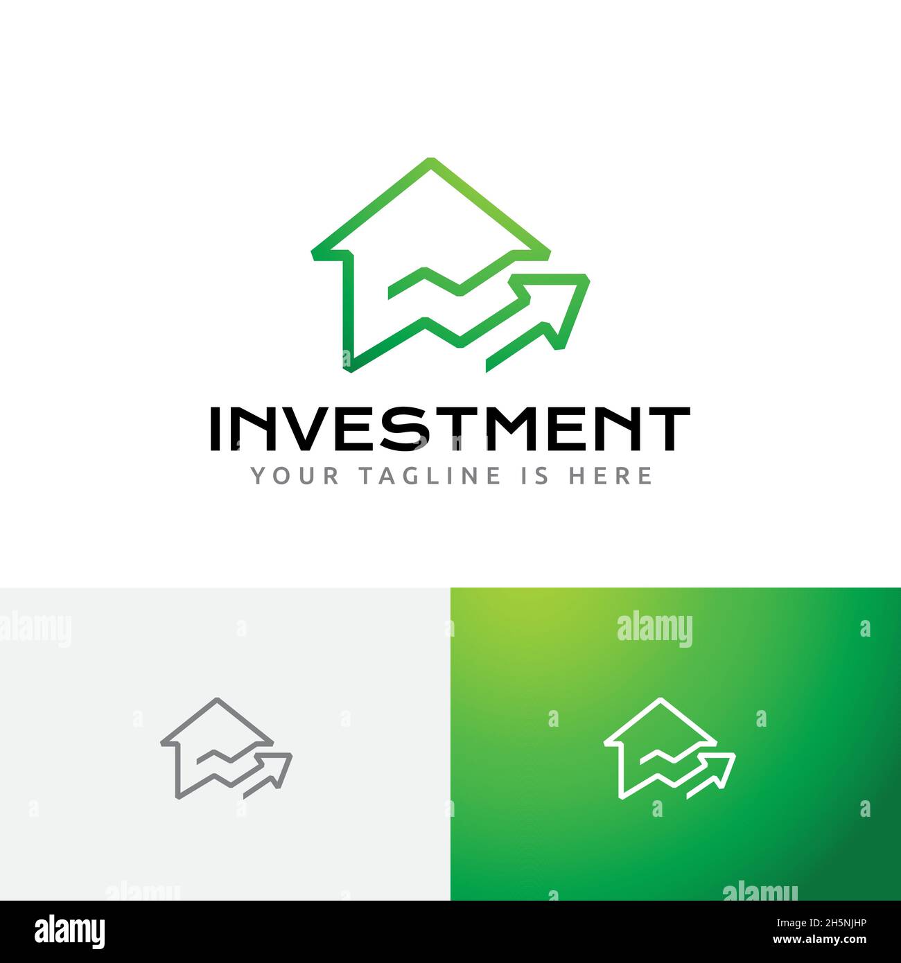 House Real Estate Realty Investment Up Arrow Line Logo Stock Vector