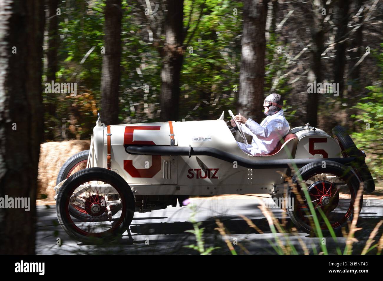 Al Unser Jr, 2 time Indy winner driving 1a 915 Stutz owned by the Southward motor museum, Rod Millen's Leadfoot Festival hill-climb 5th Feb 2017 NZ Stock Photo