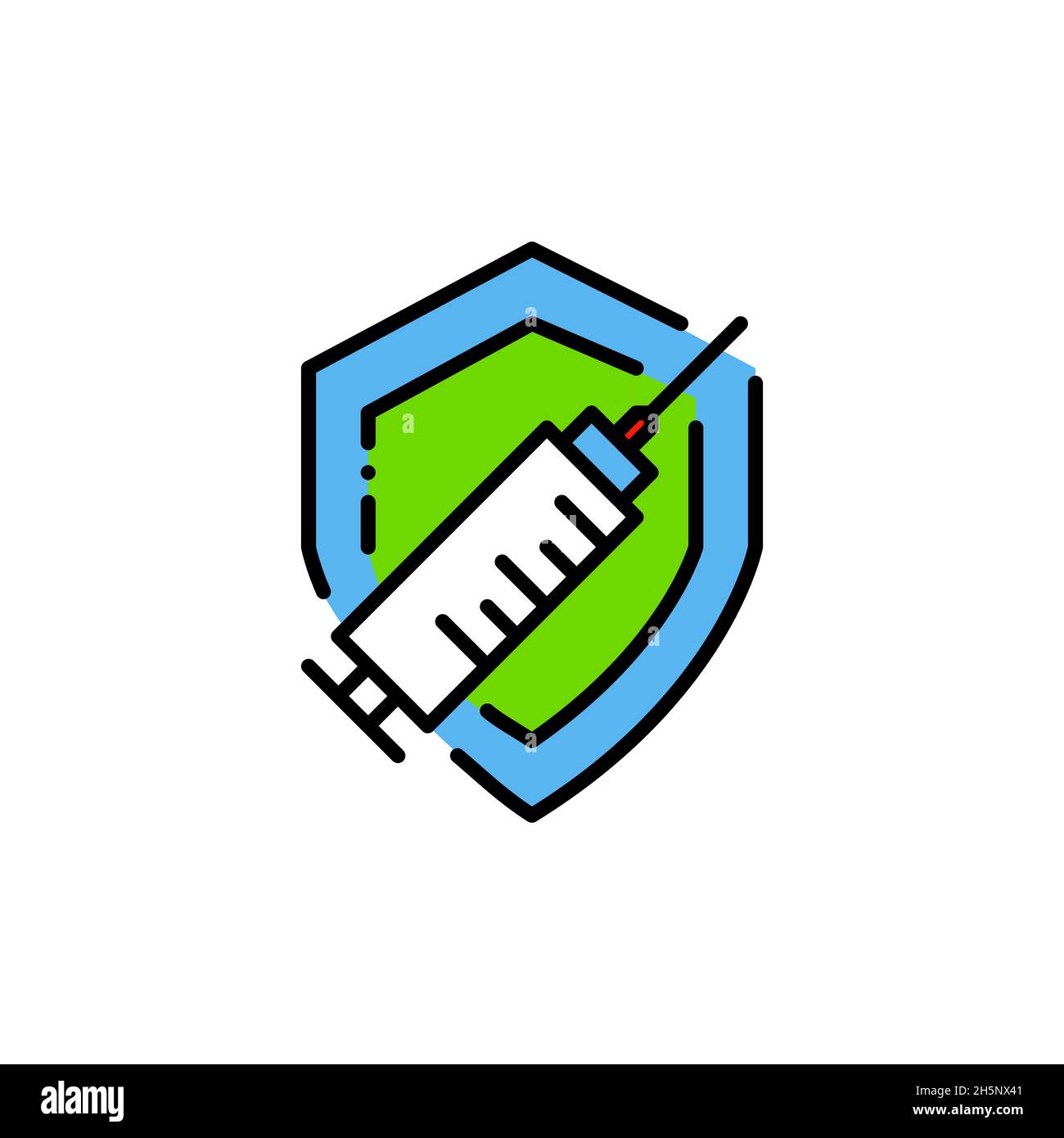 Vaccine protection symbol. Syringe on a shield. Pixel perfect, editable ...