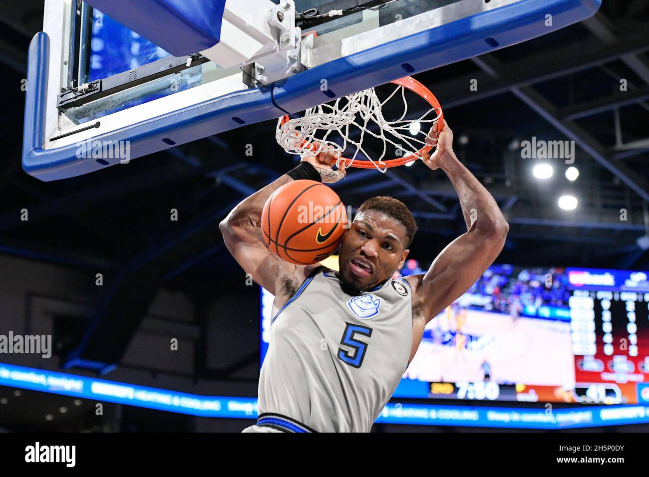 November 10 21 Saint Louis Billikens Forward Francis Okoro 5 With The Slam Dunk For Two Points In A Game Where The Harris Stowe Hornets Visited The St Louis Billikens Held At Chaifetz November 10 21 Saint Louis Billikens Forward Francis Okoro 5 With The Slam Dunk For Two Points In A Game Where The Harris Stowe Hornets Visited The St Louis Billikens Held At Chaifetz