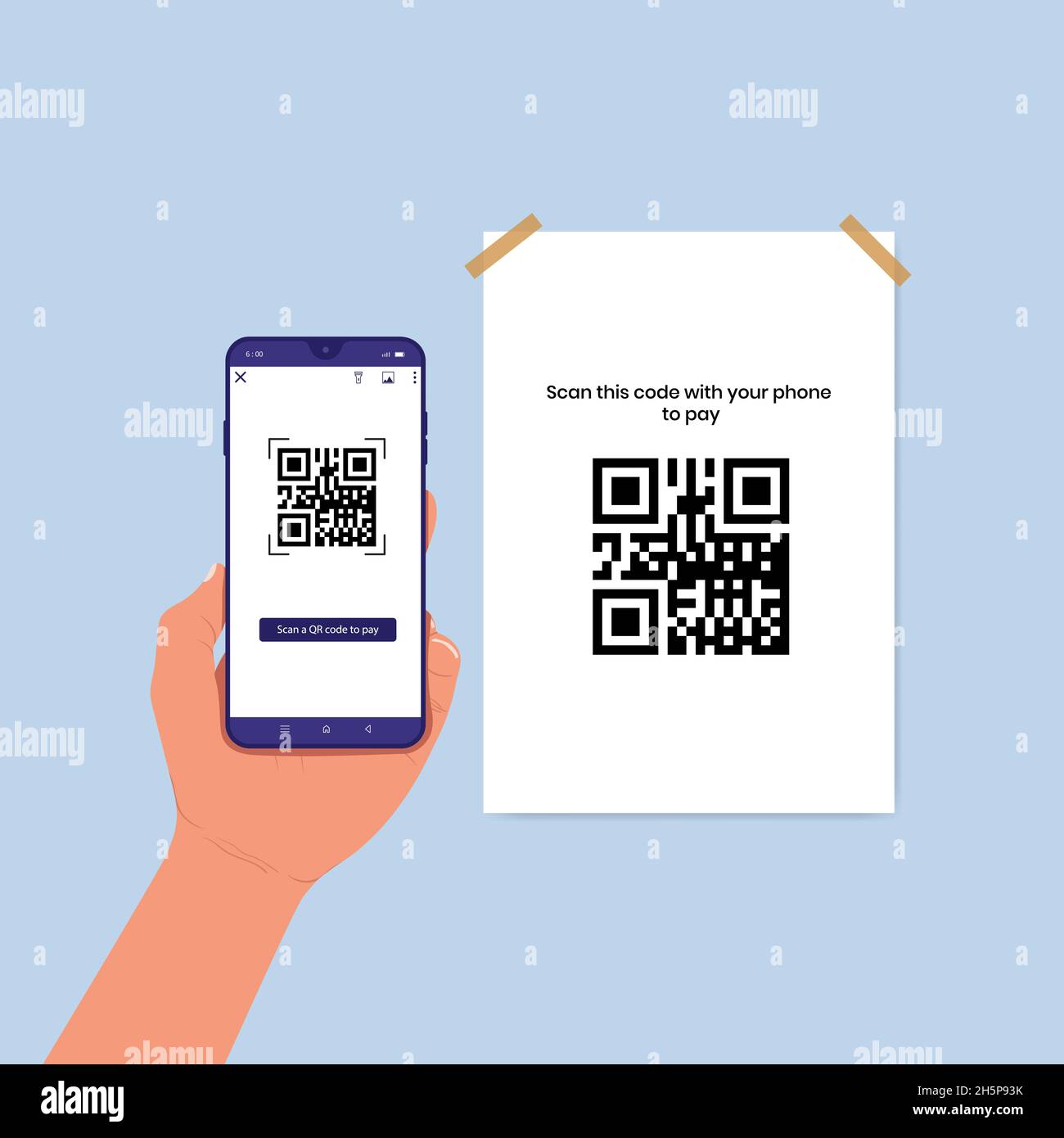 Smart phone scanning qr code flat illustration Stock Vector Image & Art ...