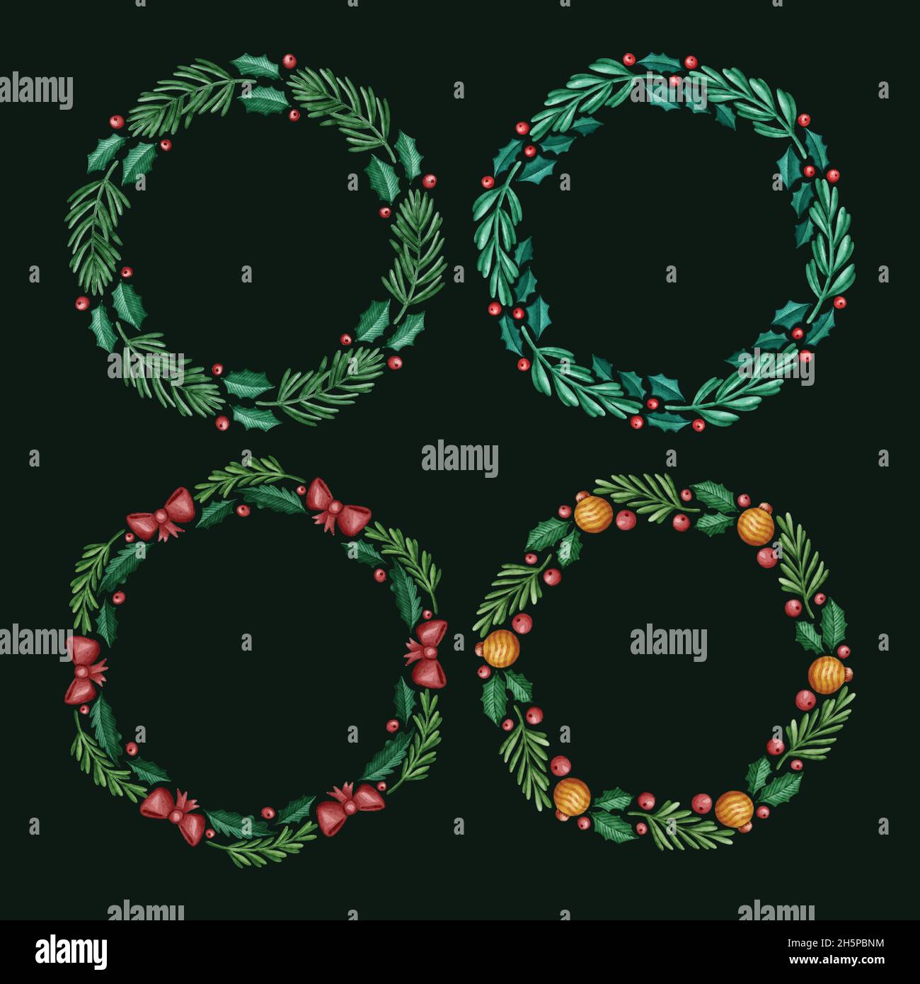 watercolor christmas frames borders vector design illustration Stock Vector