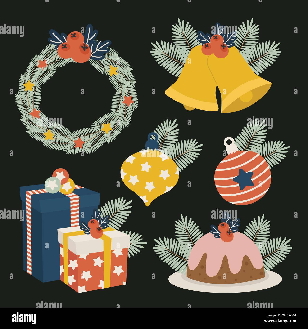 element collection christmas vector design illustration Stock Vector