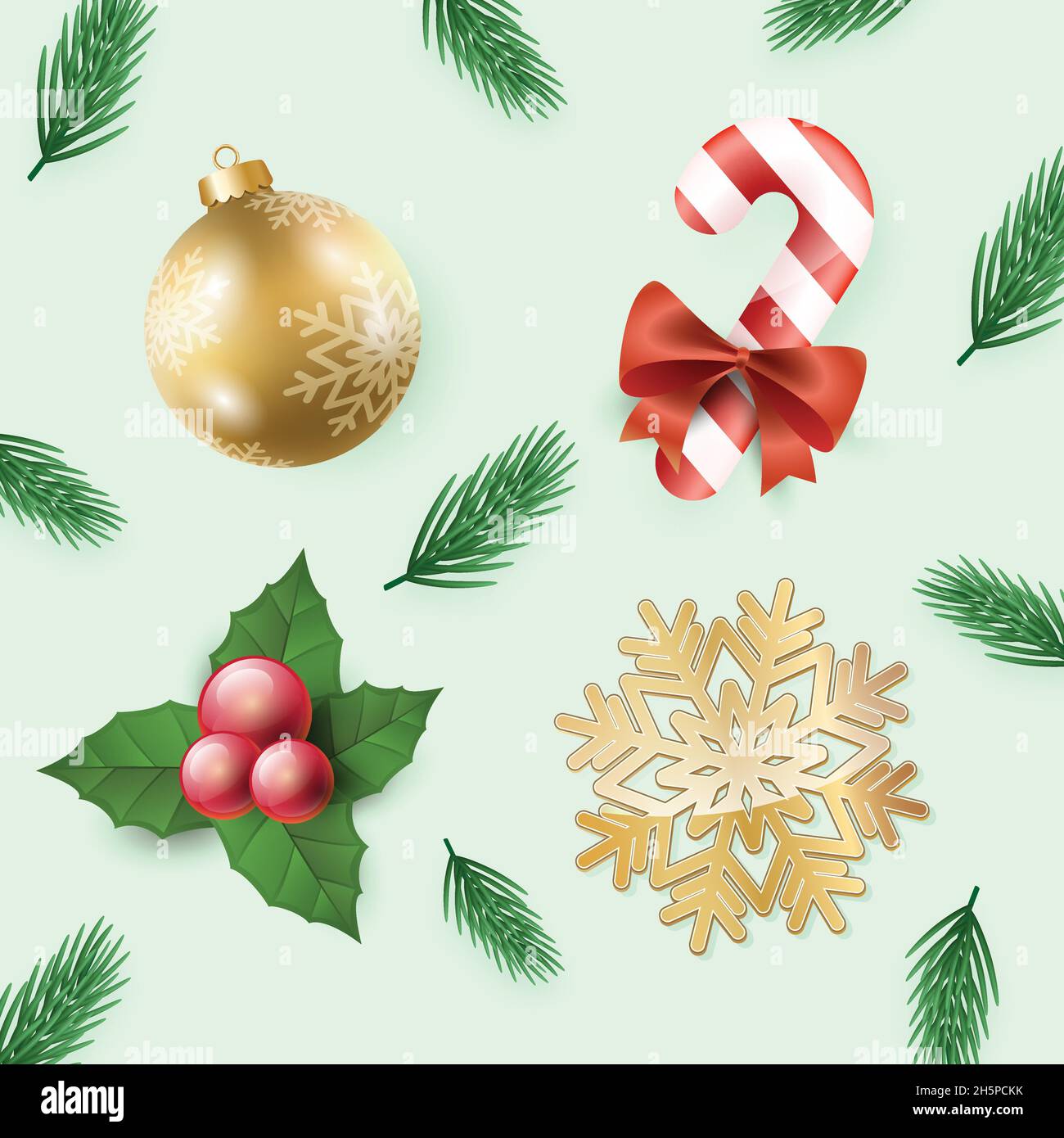 set realistic christmas element vector design illustration Stock Vector