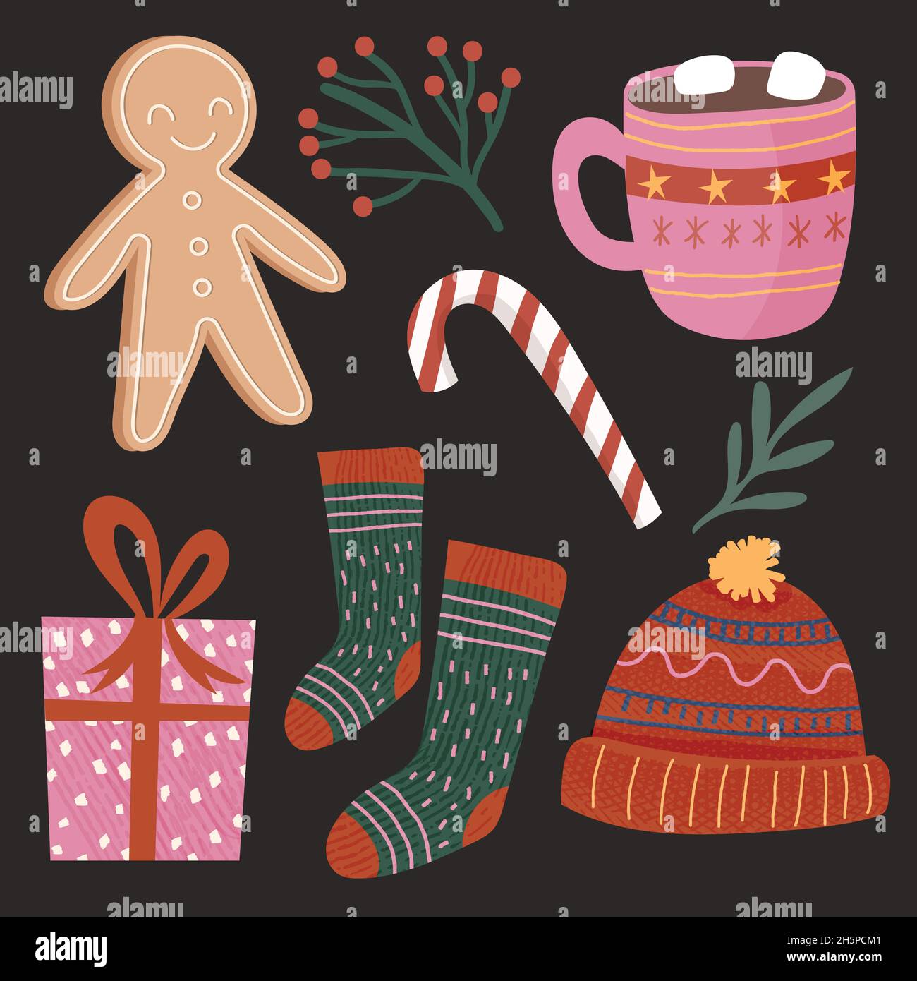 hand drawn christmas element collection vector design illustration Stock Vector