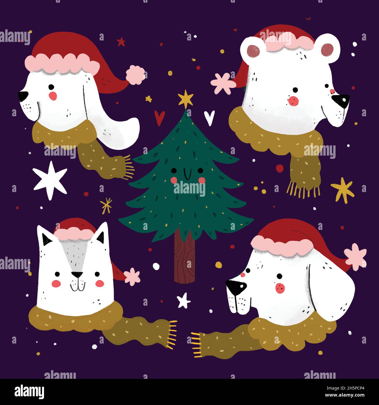 hand drawn christmas element collection vector design illustration ...