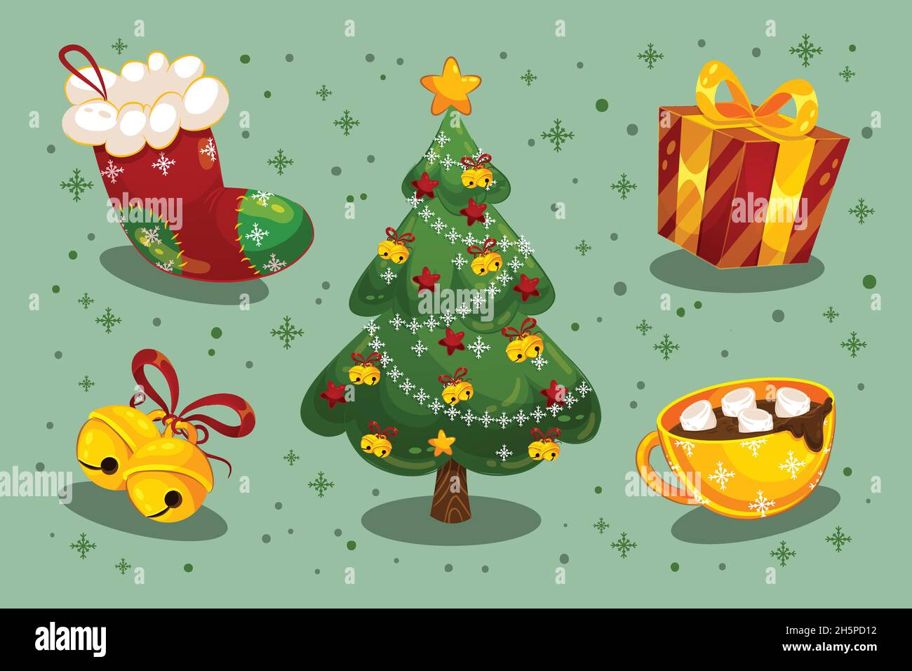 flat christmas element collection vector design illustration Stock ...