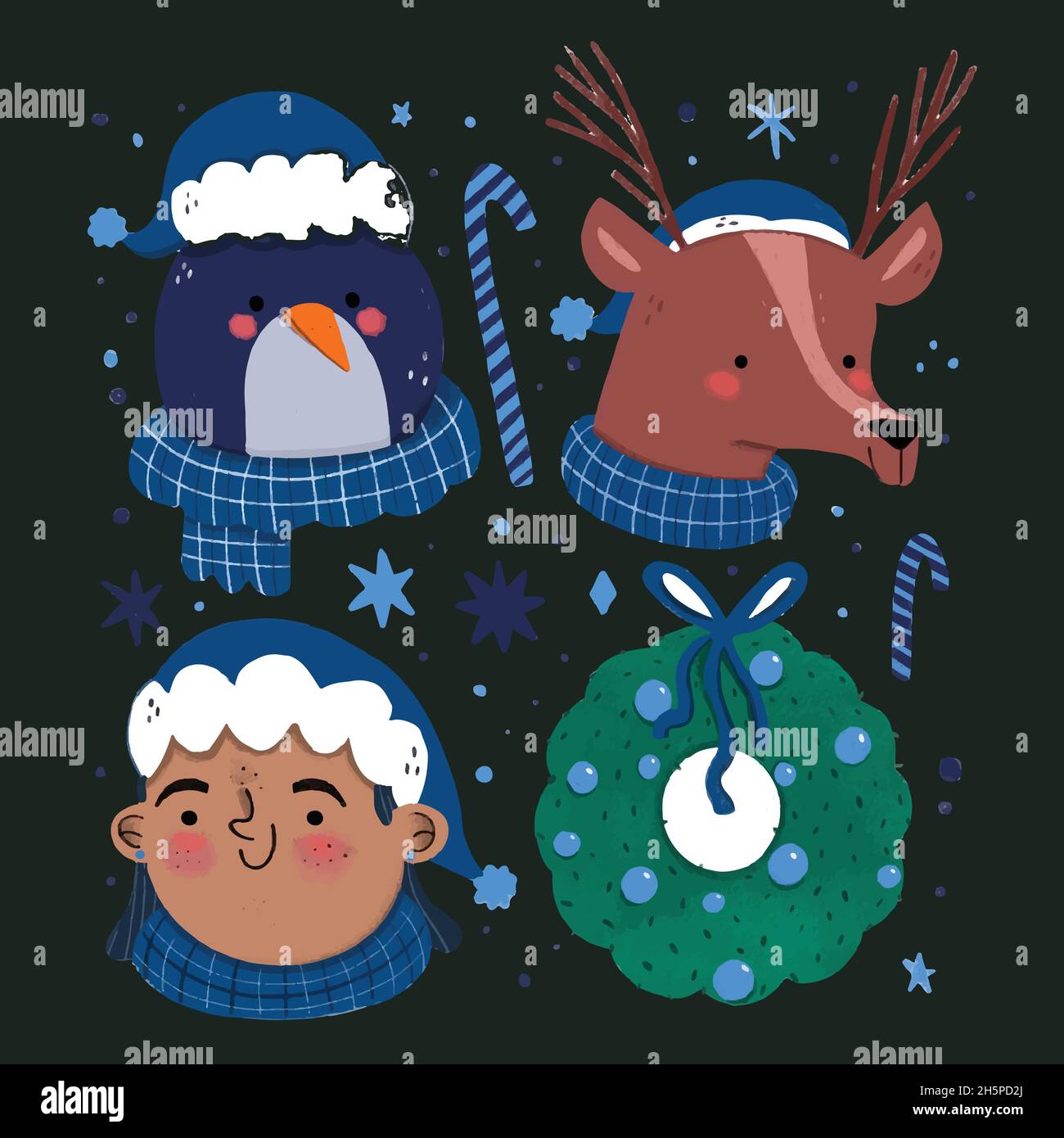 hand drawn christmas element collection vector design illustration ...