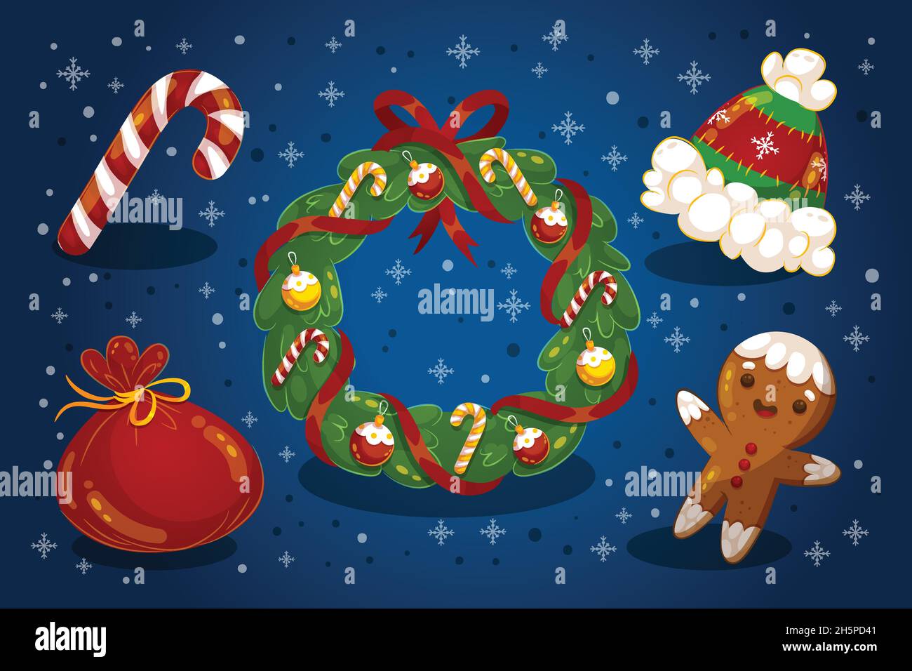 flat christmas element collection vector design illustration Stock ...