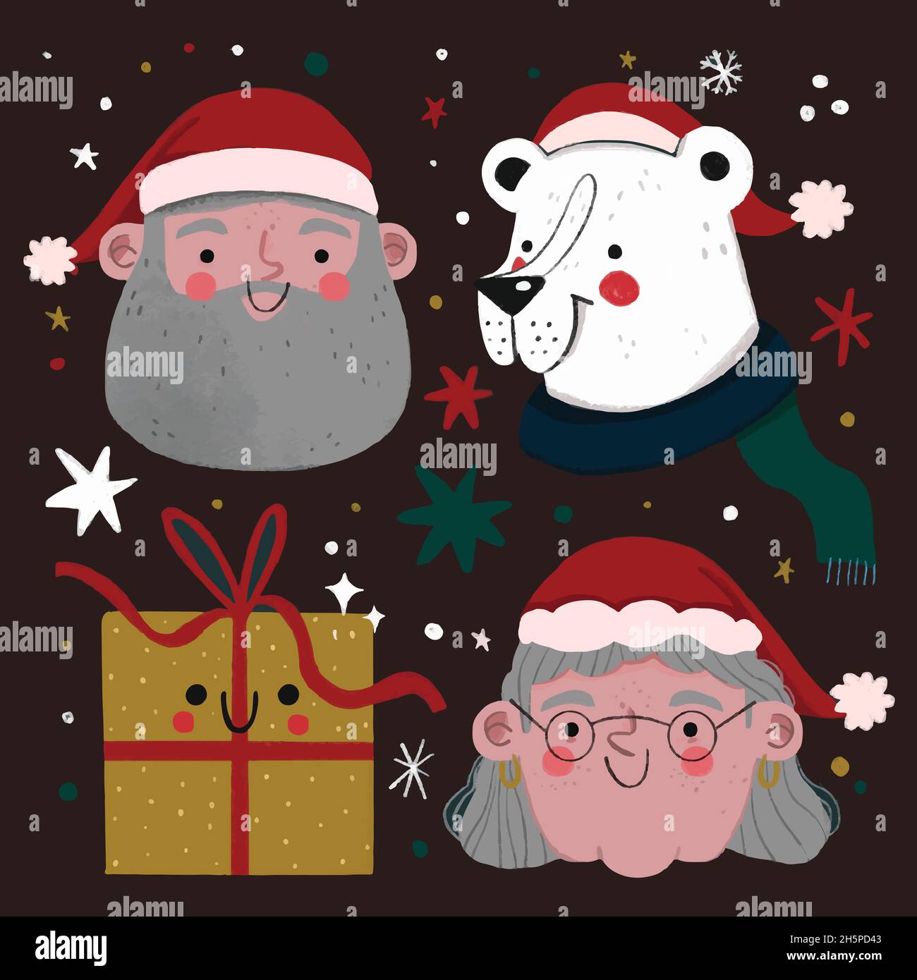 hand drawn christmas element collection vector design illustration ...