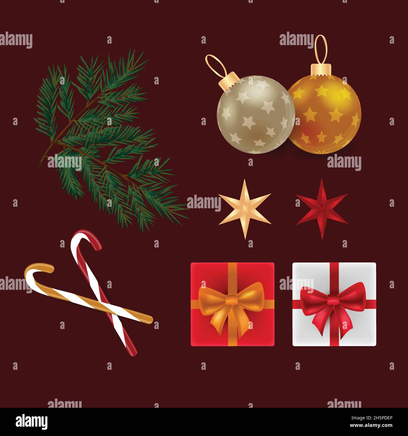 realistic christmas element collection vector design illustration Stock Vector