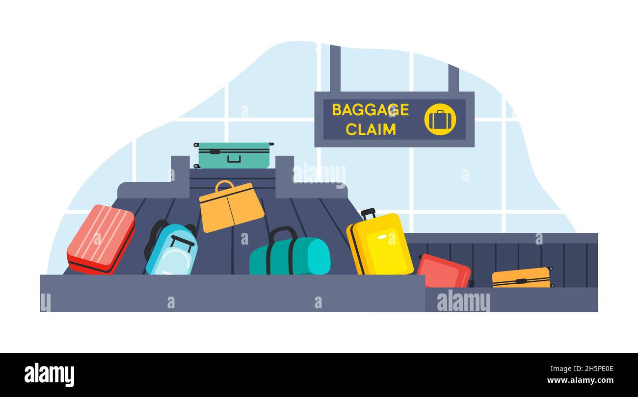 Conveyor Belt With Passenger Luggage Baggage Claim Stock Vector Image