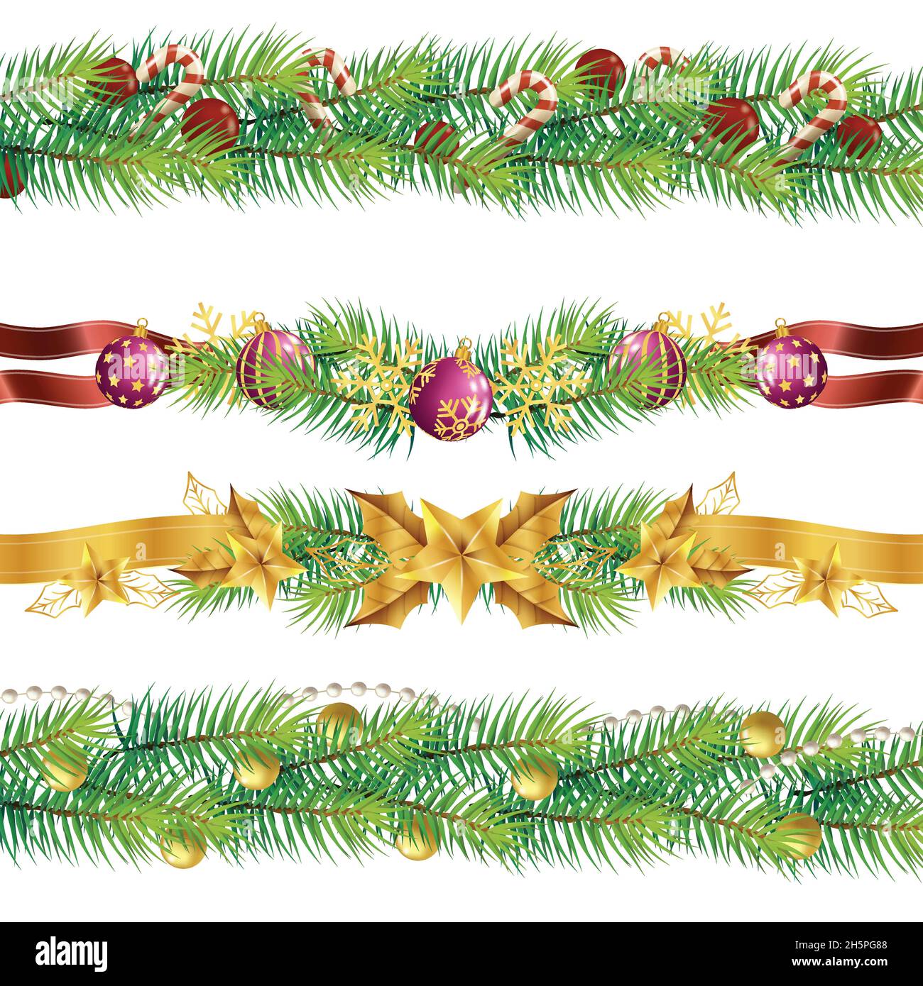 realistic christmas frames borders vector design illustration Stock ...