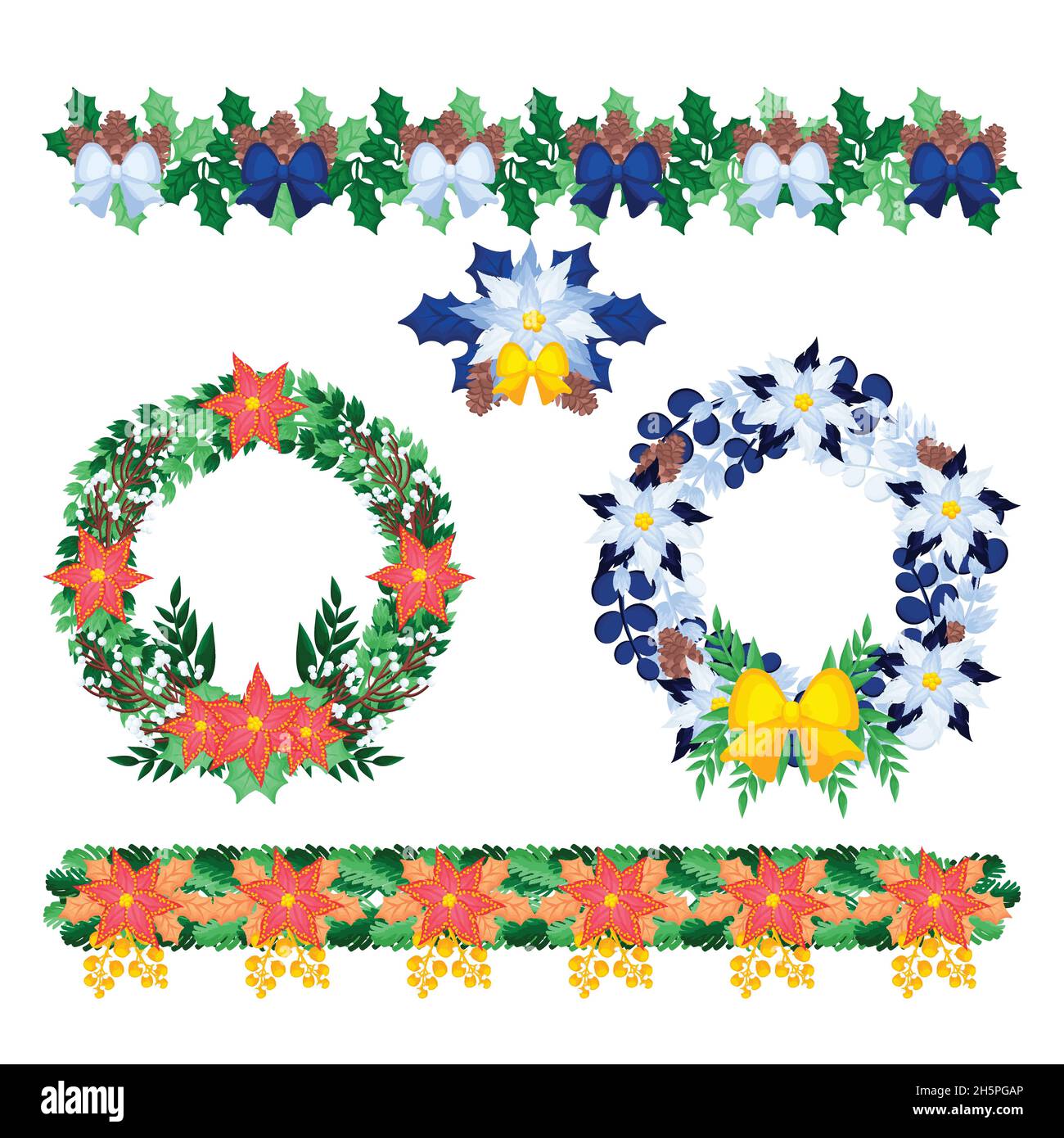 hand drawn christmas frames borders vector design illustration Stock Vector
