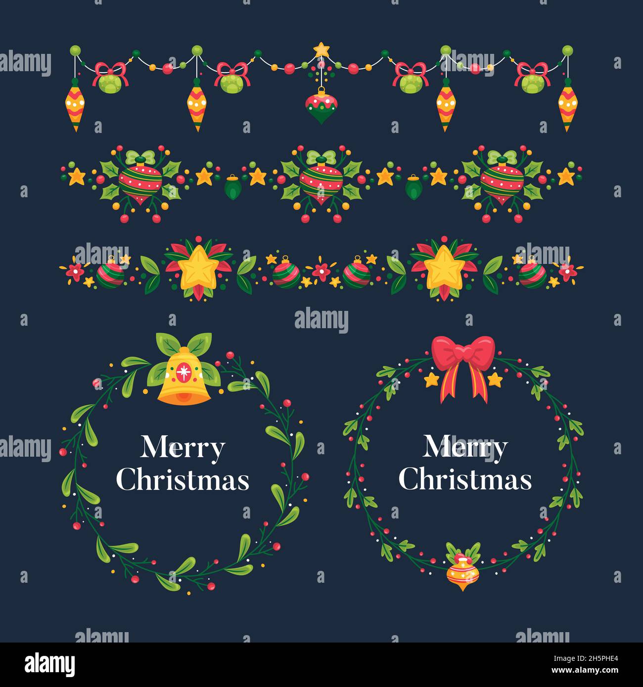 hand drawn christmas frames borders vector design illustration Stock Vector