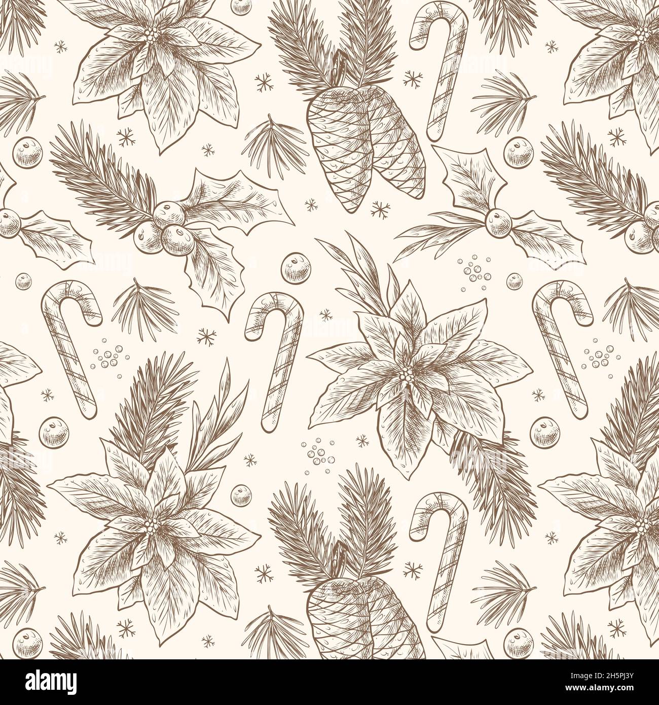 realistic hand drawn christmas pattern vector design illustration Stock Vector
