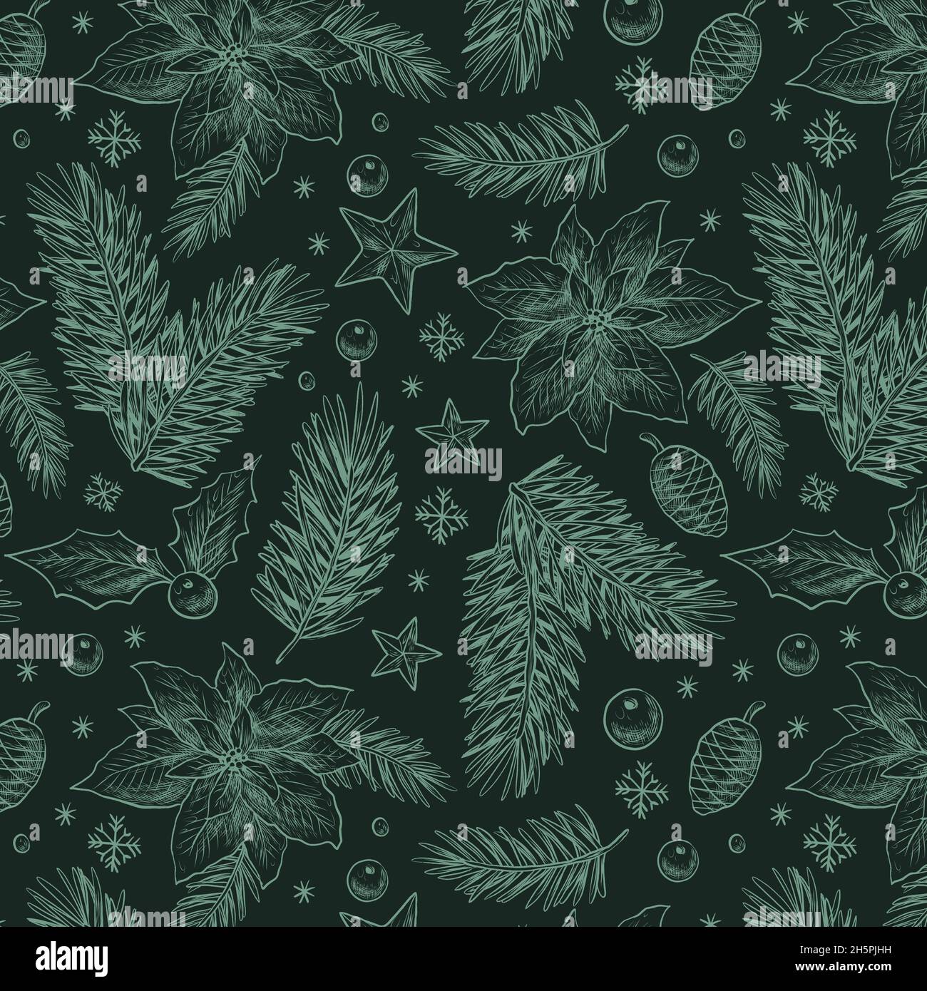 realistic hand drawn christmas pattern vector design illustration Stock Vector