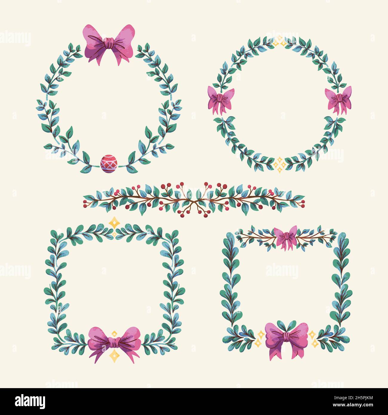 watercolor christmas frames borders vector design illustration Stock Vector