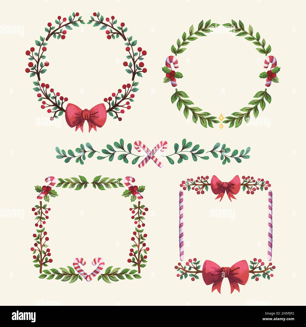watercolor christmas frames borders vector design illustration Stock Vector