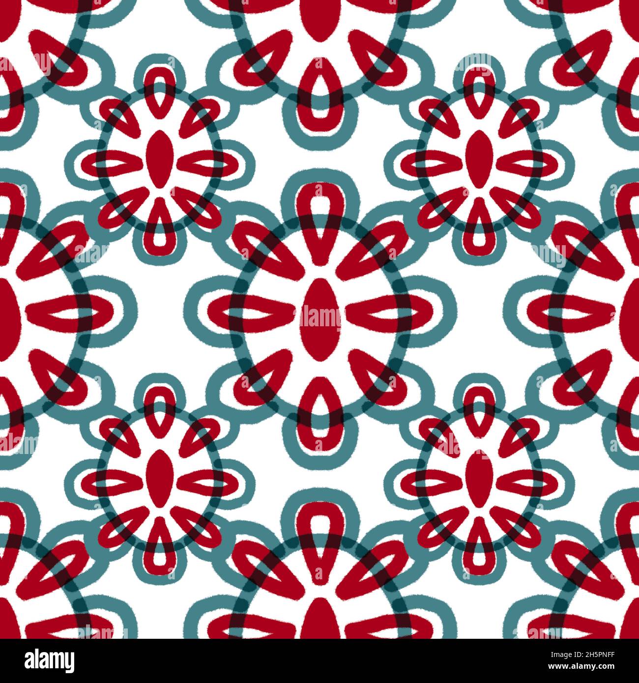 Seamless floral pattern with ethnic flower on white background Stock ...