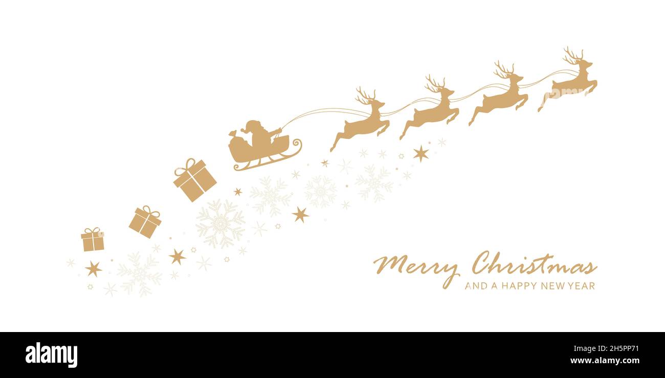 christmas banner santa claus in a sleigh with reindeer Stock Vector ...
