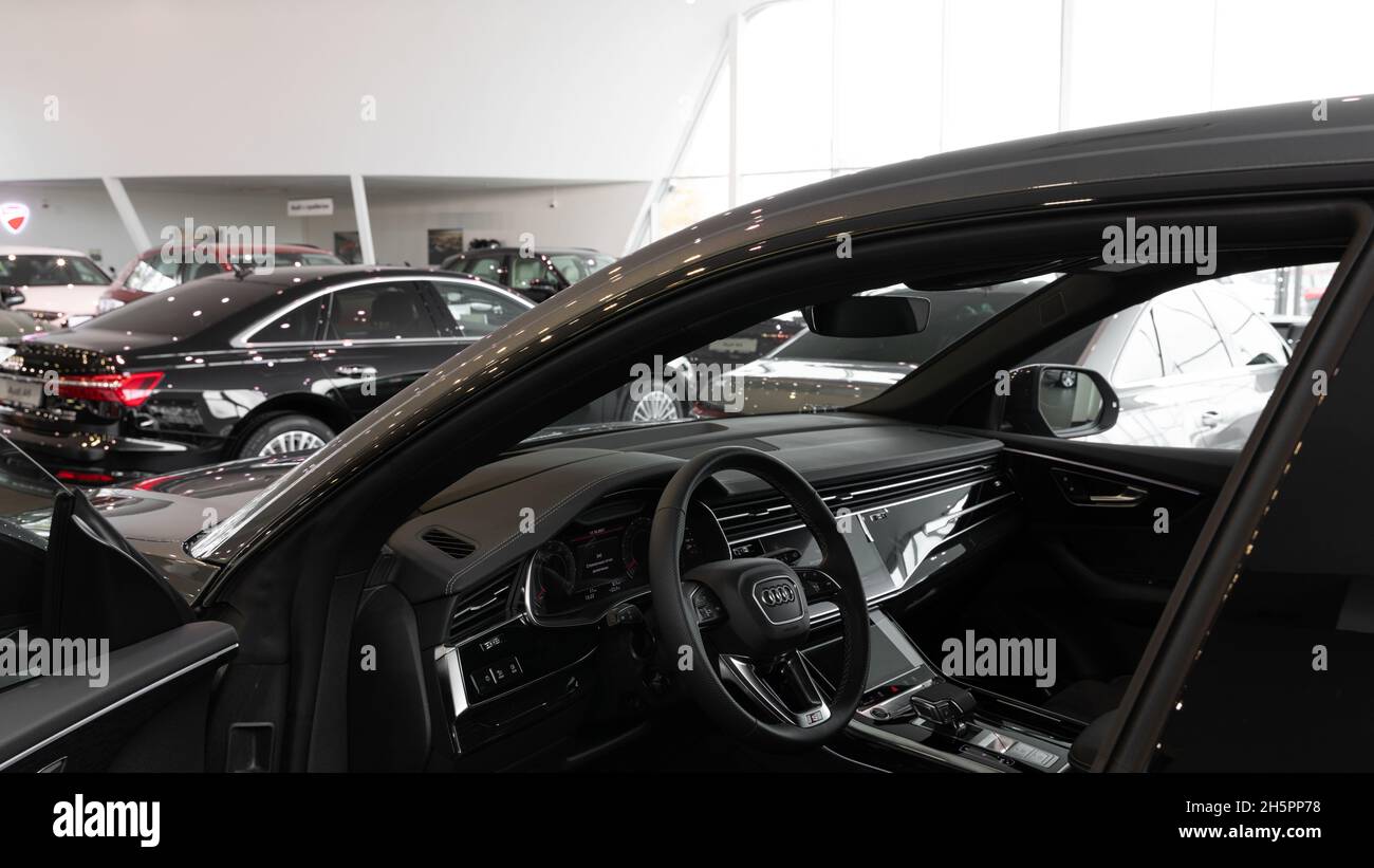Audi car center, car with open door Stock Photo Alamy