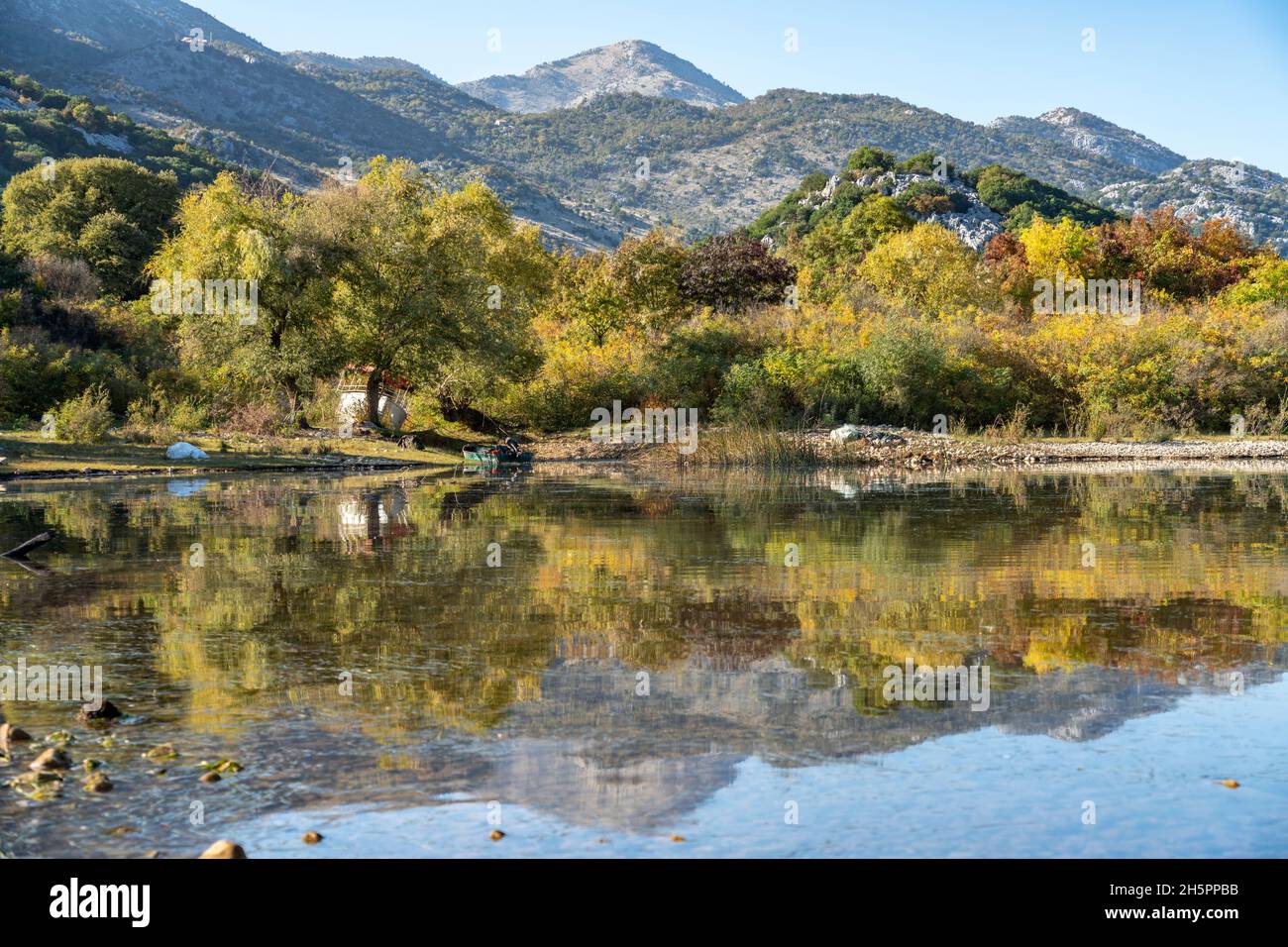 Der Skutarisee beim Dorf Donji Murici, Montenegro, Europa  |  Lake Skadar at  Donji Murici village, Montenegro, Europe Stock Photo