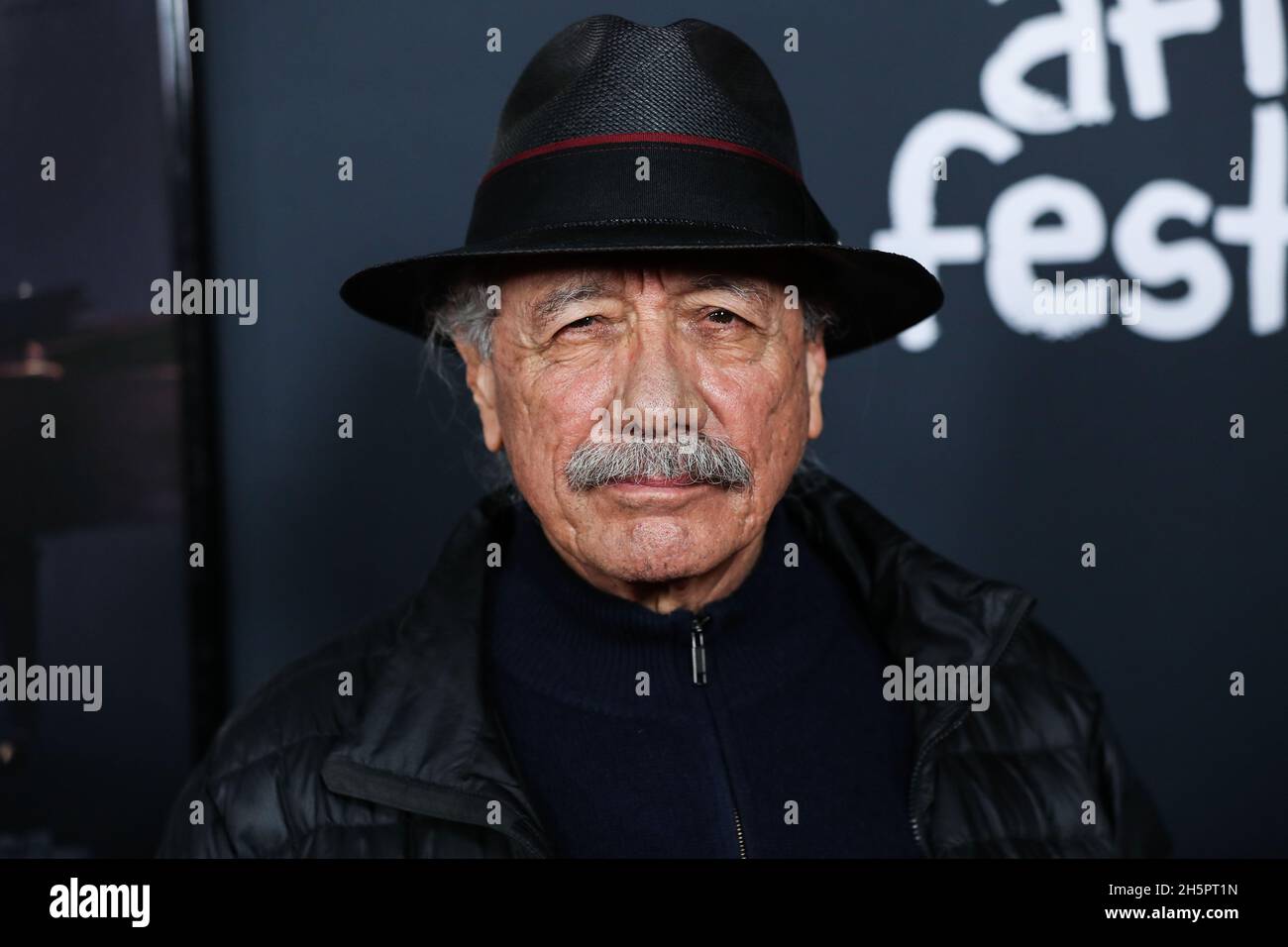 HOLLYWOOD, LOS ANGELES, CALIFORNIA, USA - NOVEMBER 10: Actor Edward James Olmos arrives at the 2021 AFI Fest - Opening Night Gala Premiere Of Netflix's 'tick, tick…BOOM!' held at the TCL Chinese Theatre IMAX on November 10, 2021 in Hollywood, Los Angeles, California, United States. (Photo by Xavier Collin/Image Press Agency) Stock Photo