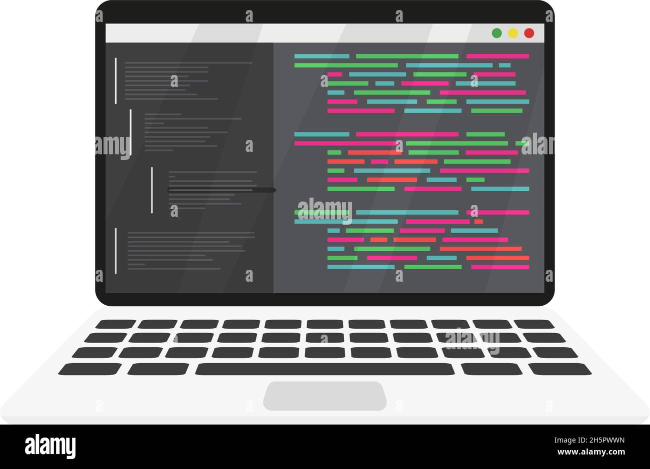 work coding and programming on a laptop, vector Stock Vector Image