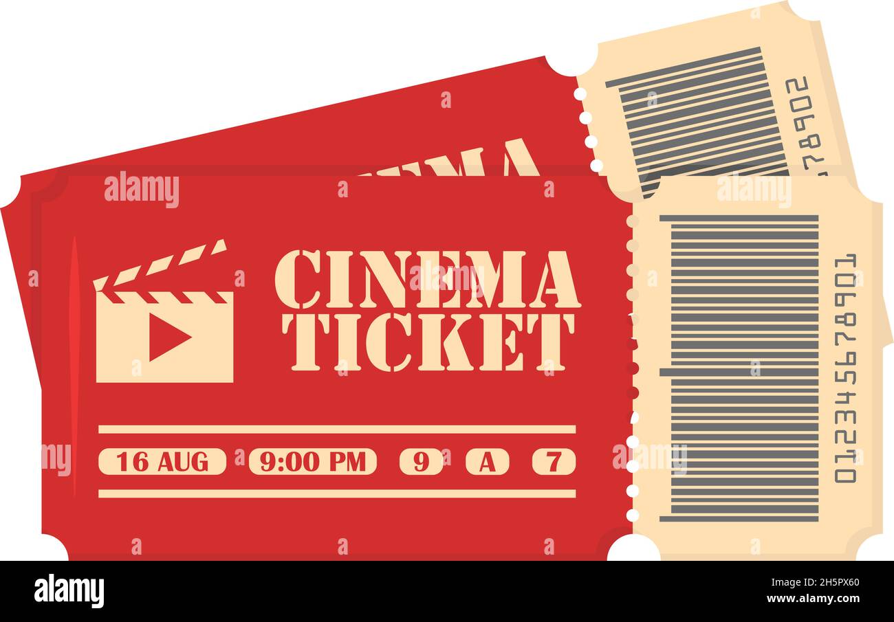 two red movie tickets on a white background, vector Stock Vector Image