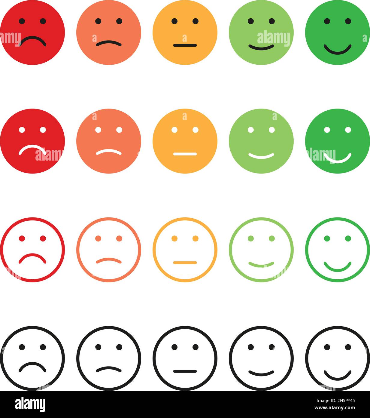 set emotions rating different colors in flat style Stock Vector Image ...