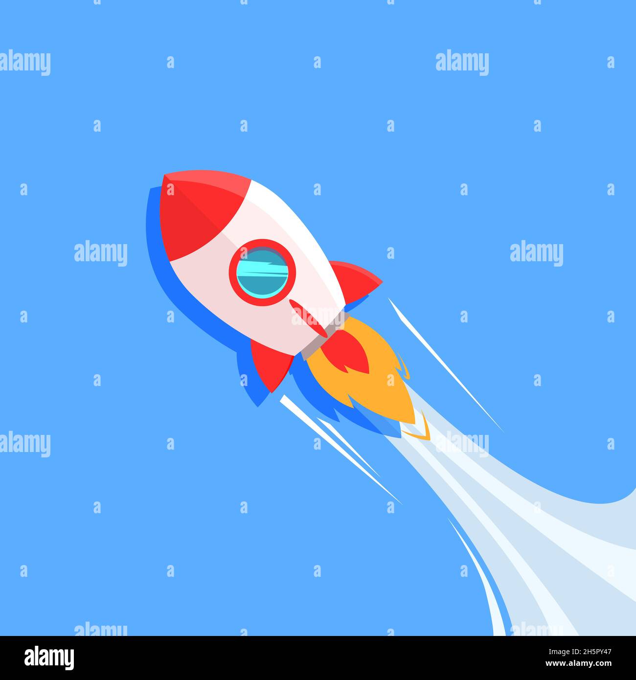 Rocket ship launching, flat rocketship startup background illustration ...