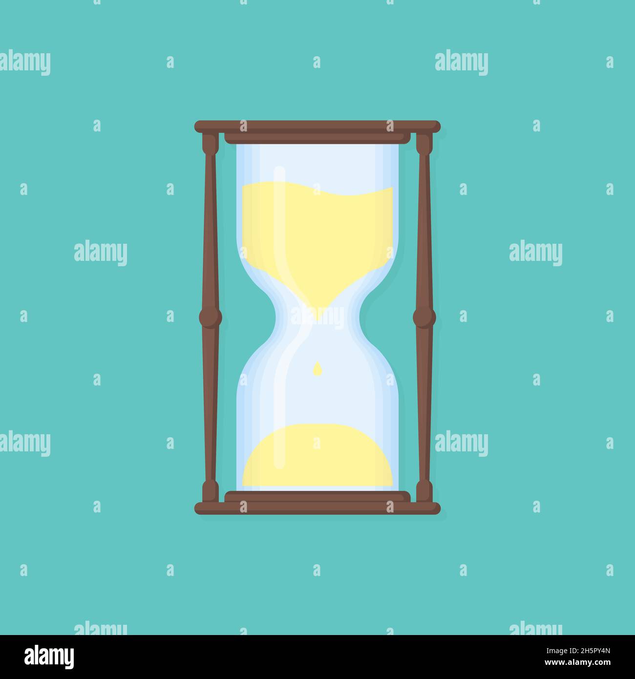 old hourglass with shadow in flat style, vector Stock Vector Image ...