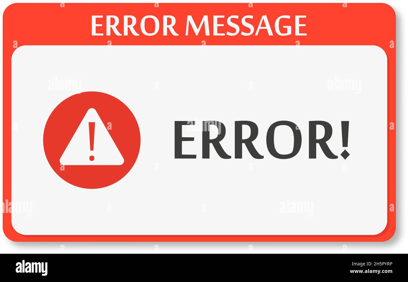 error message box on computer with shadow, vector Stock Vector