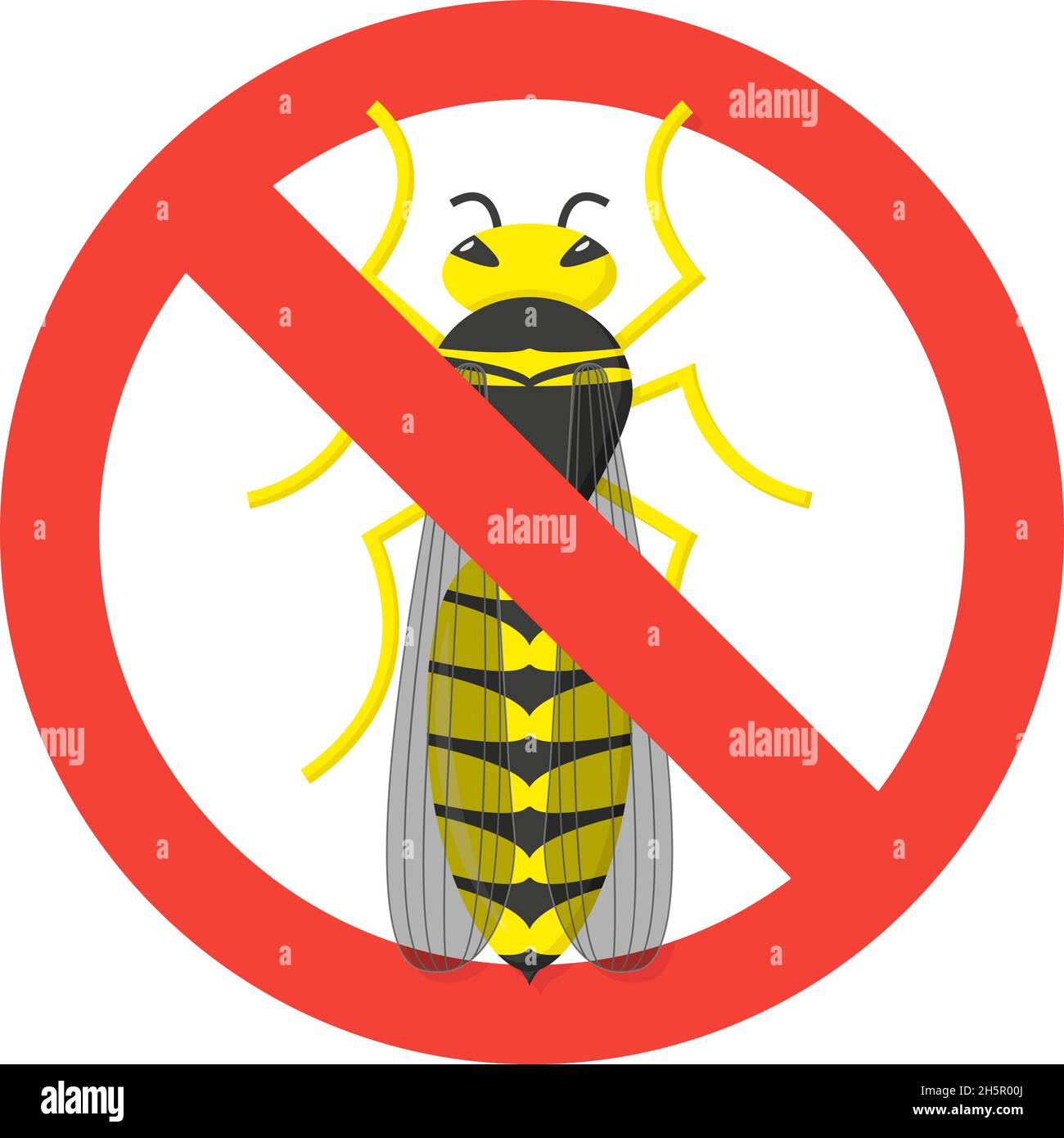 no insects! wasp and sign of ban, flat Stock Vector