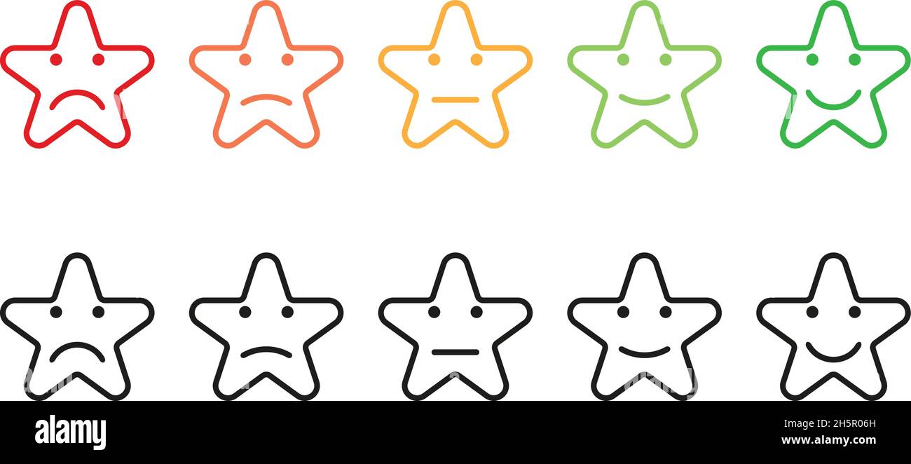 set star emotions rating in flat style, vector Stock Vector