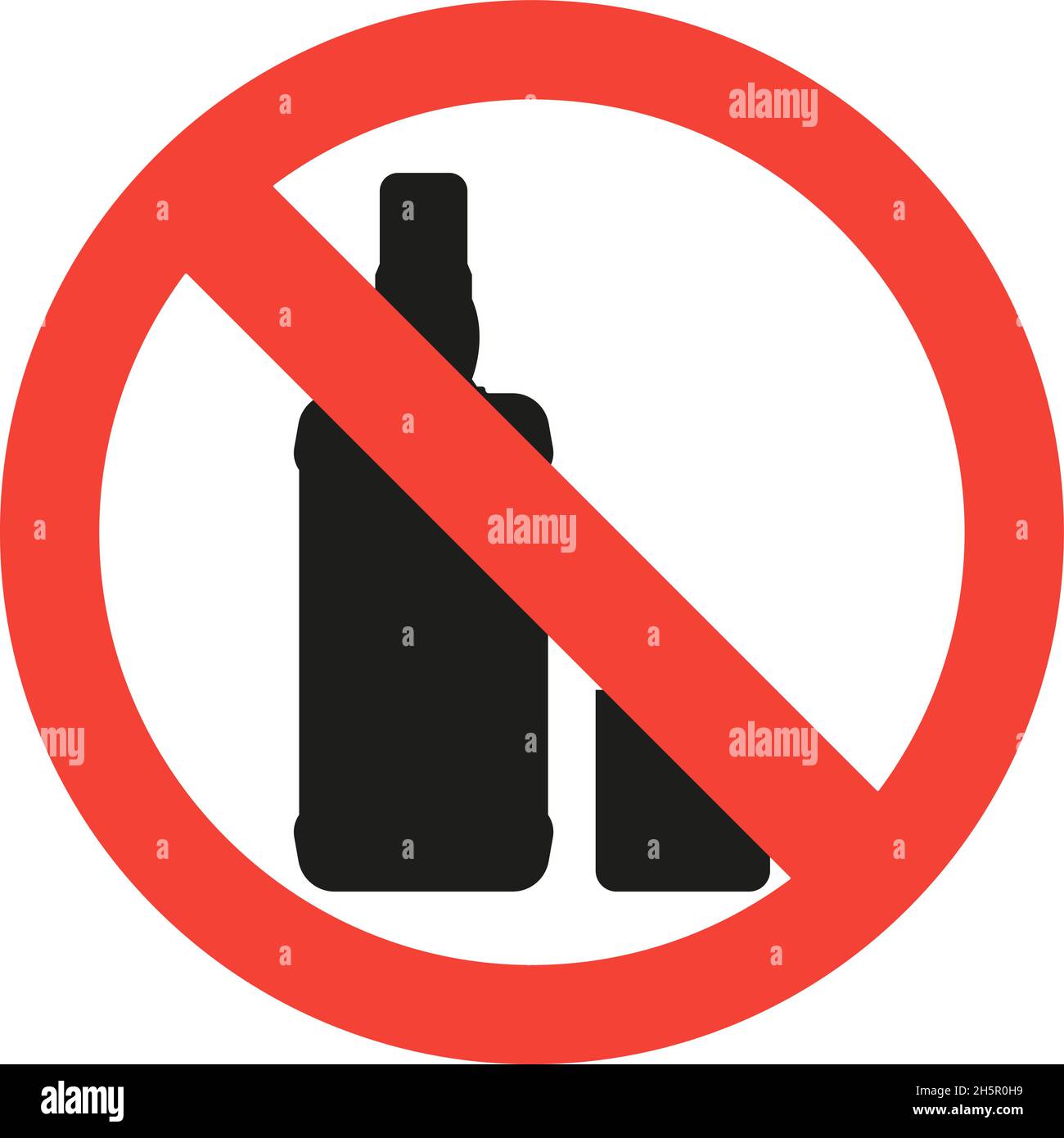 no alcohol bottle of alcoholic drink and sign ban Stock Vector Image