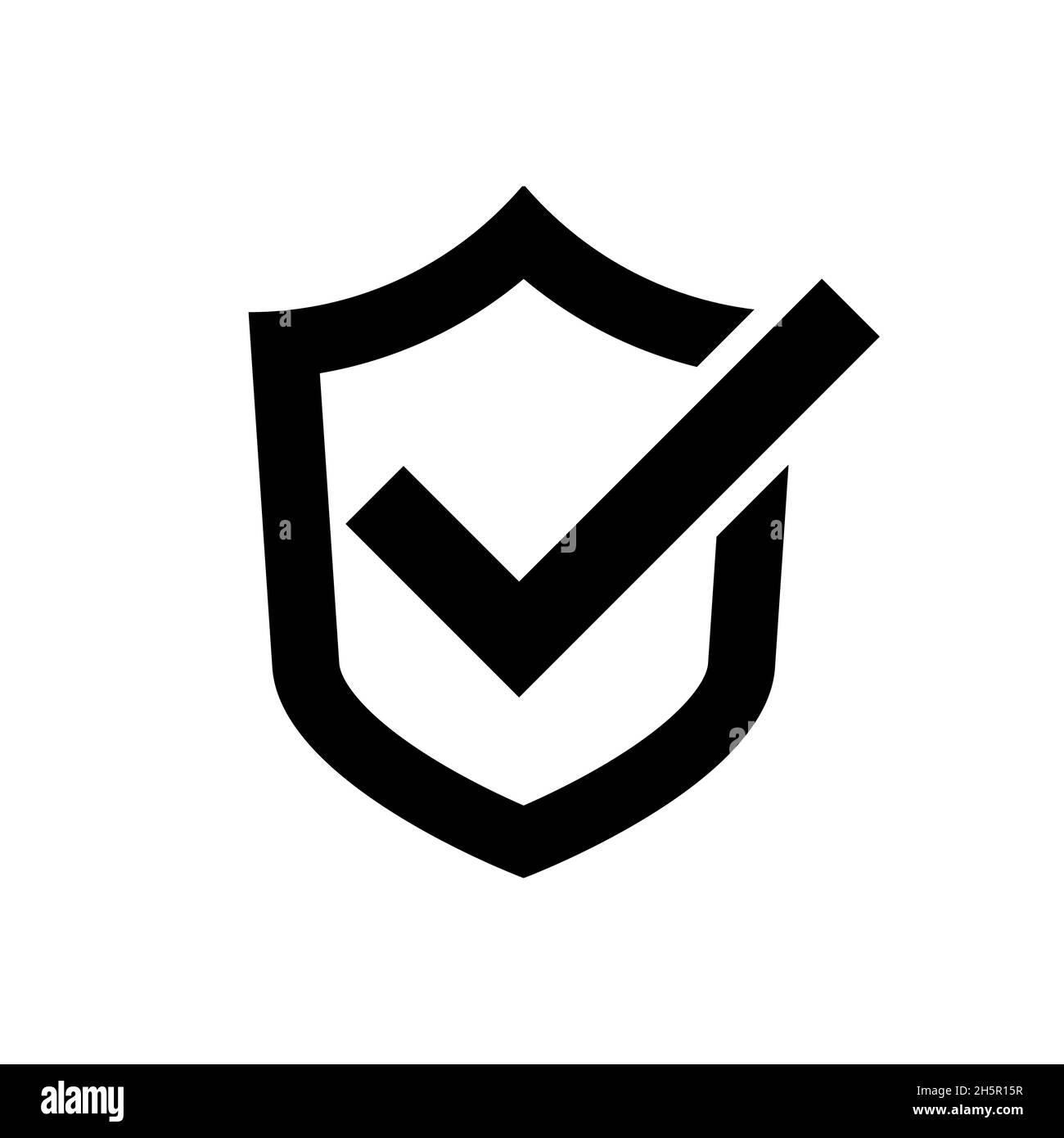 Checkmark vector check icon on shield, protection safety symbol