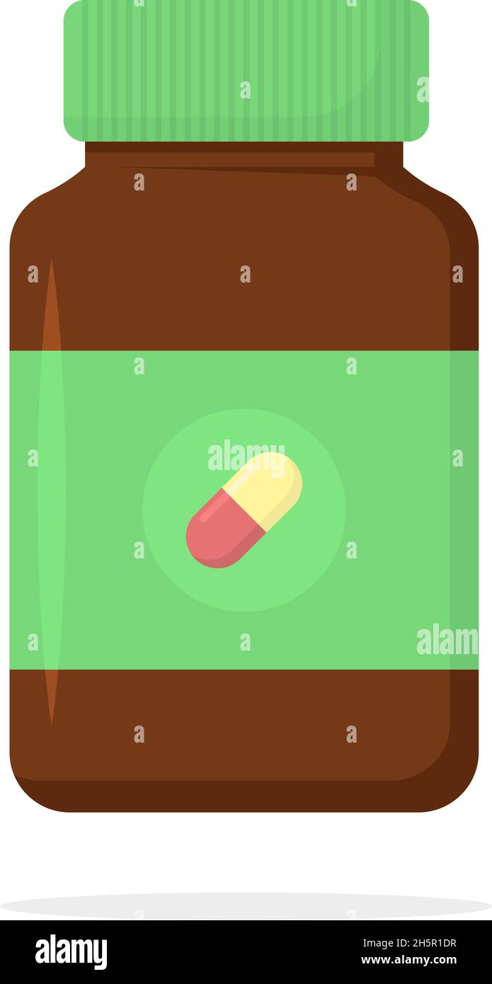 green medicine bottle in flat style, vector illustration Stock Vector