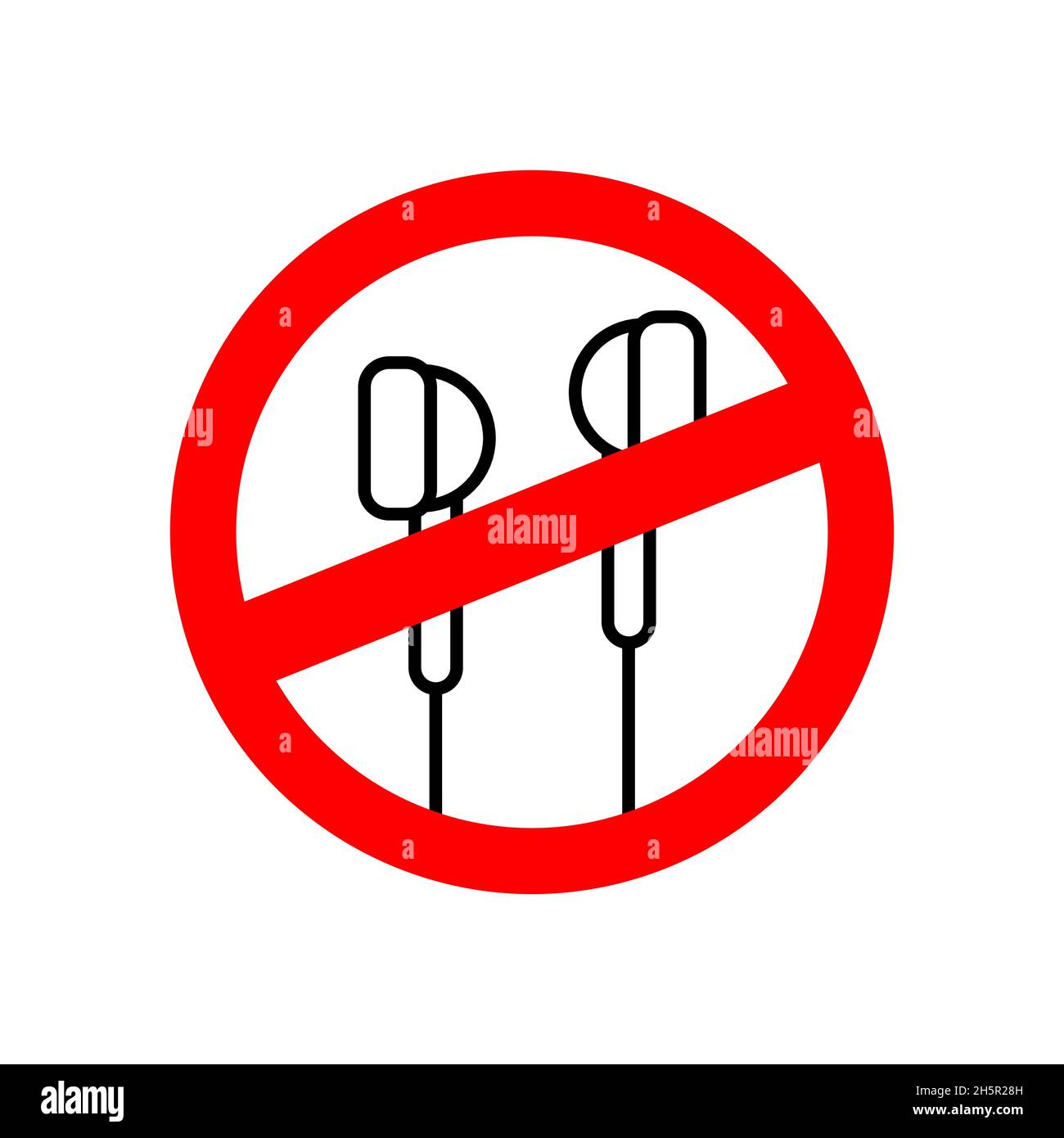 Earphones vector wireless device linear style icon, headphones flat
