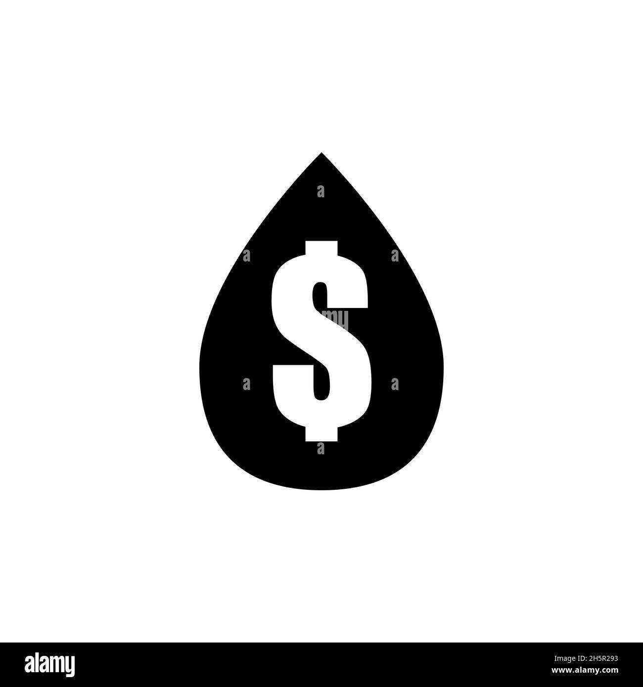 Gasoline oil drip icon vector dollar sign, finance fuel graphic flat