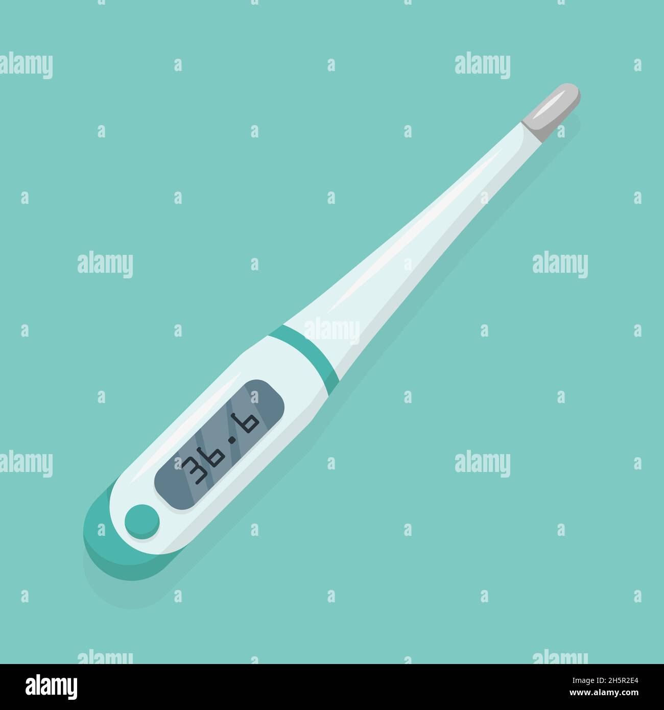 electronic medical thermometer with shadow, flat vector illustration ...
