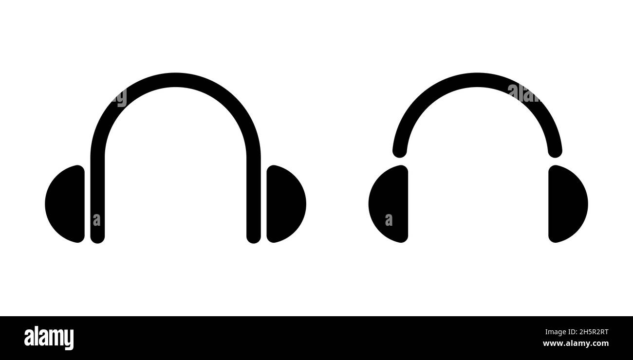 Earphones vector wireless device linear style icon, headphones flat