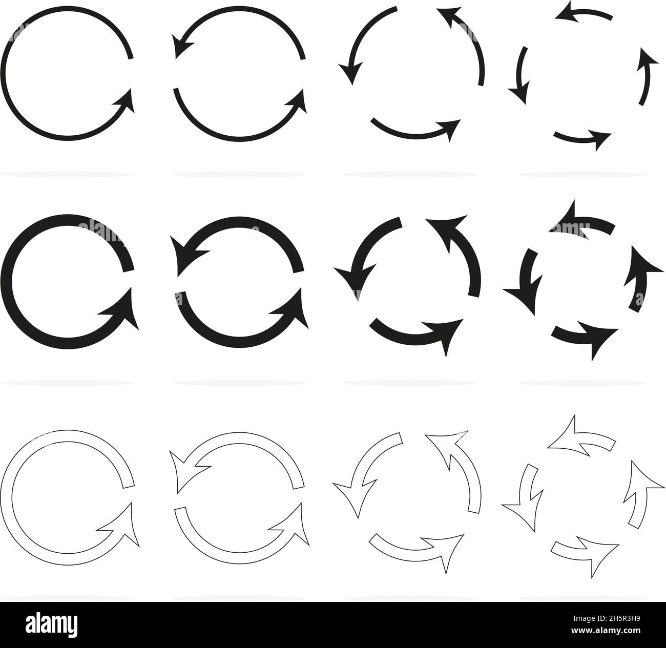set of black circle arrows with shadow, vector Stock Vector Image & Art