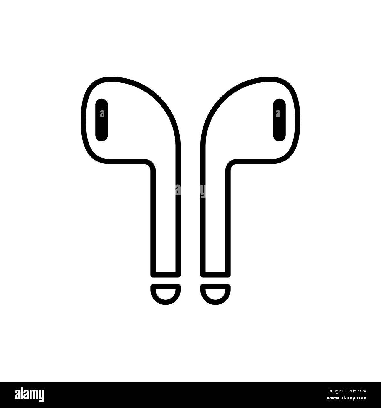 Earphones vector wireless device linear style icon, headphones flat