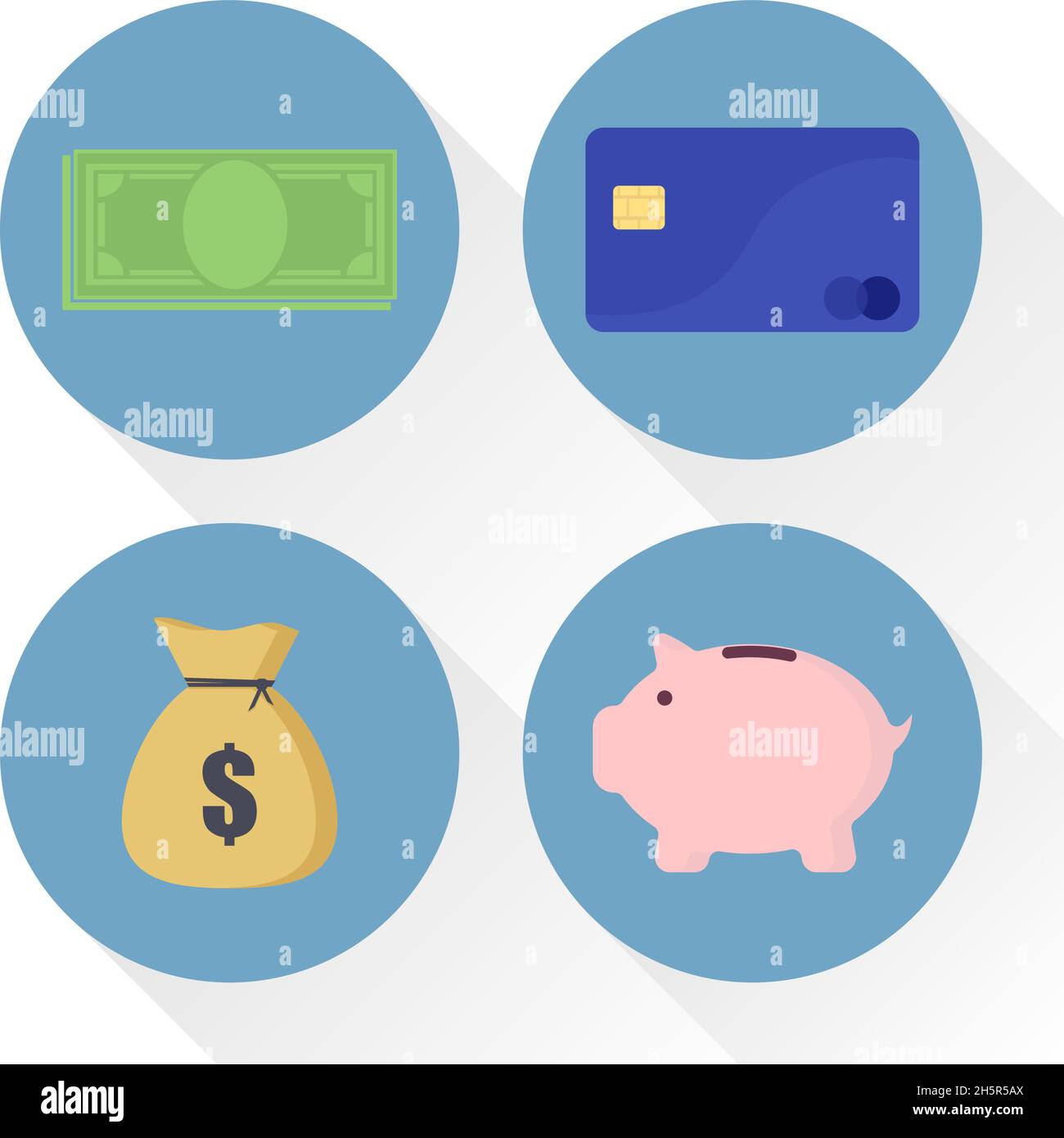 set of colored icons finance flat style, vector Stock Vector Image ...